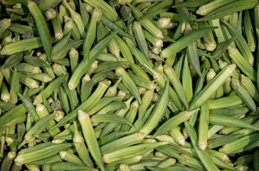 A bunch of raw bamia vegetables